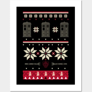 Police Box Ugly Christmas Sweater Gifts For Policeman Posters and Art